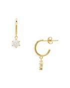 Argento Vivo Stone Charm Hoop Earrings In 14k Gold Plated Sterling Silver