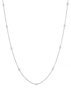 Bloomingdale's Bezel Set Diamond Station Long Necklace In 14k White Gold, 0.60 Ct. T.w. - 100% Exclusive