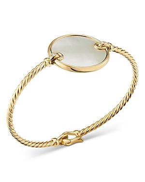 David Yurman 18k Yellow Gold Dy Elements Mother-of-pearl & Diamond Bangle Bracelet