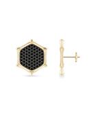 Natori 14k Yellow Gold Black Diamond Hexagon Stud Earrings