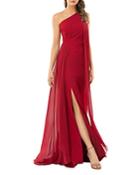 Carmen Marc Valvo Infusion One-shoulder Crepe Gown