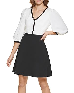 Karl Lagerfeld Paris Scuba Crepe A Line Dress