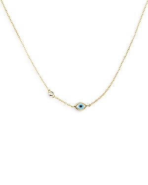 Aqua Cubic Zirconia & Evil Eye Collar Necklace In 18k Gold Plate, 16- 18 - 100% Exclusive