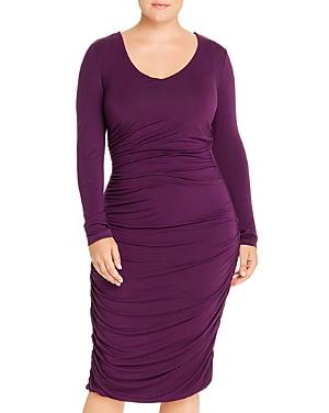 Maree Pour Toi Plus Ruched Long-sleeve Dress