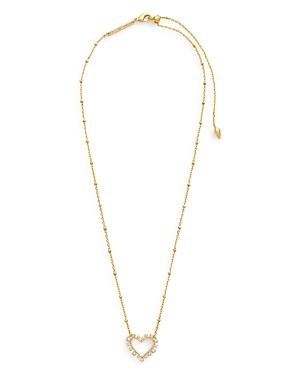 Kendra Scott Ari Pave Heart Adjustable Pendant Necklace In 14k Gold Plate, 19