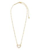 Kendra Scott Ari Pave Heart Adjustable Pendant Necklace In 14k Gold Plate, 19