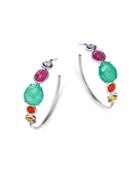 Ippolita Sterling Silver Rock Candy Turquoise Doublet & Multi Gemstone Hoop Earrings