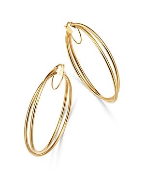 Bloomingdale's Made In Italy Crossover Hoop Earrings In 14k Yellow Gold - 100% Exclusive