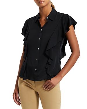 Theory Modern Silk Ruffle Top