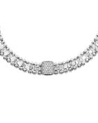 Lagos Sterling Silver Caviar Spark Diamond Station Collar Necklace, 18