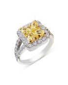 Bloomingdale's Yellow & White Diamond Ring In 14k White Gold - 100% Exclusive