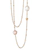 Pasquale Bruni 18k Rose Gold Floral Charm Necklace With Rose Quartz And Milky Quartz, 39.5