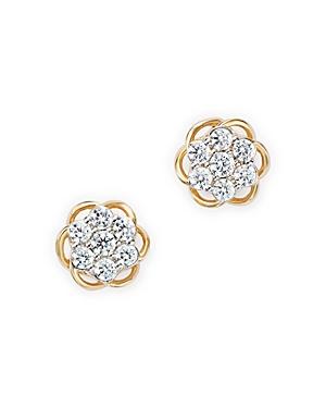 Diamond Cluster Stud Earrings In 14k Yellow Gold, .25 Ct. T.w.