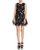Maje Rachel Heart & Floral Print Mini Dress
