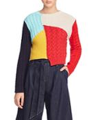Alice + Olivia Lebell Mixed-knit Cropped Sweater