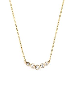 Diamond 5 Stone Graduated Pendant Necklace In 14k Yellow Gold, .25 Ct. T.w.