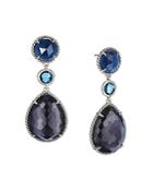 David Yurman Chatelaine Teardrop Earrings With Black Orchid, Indian Blue Sapphire & Hampton Blue Topaz