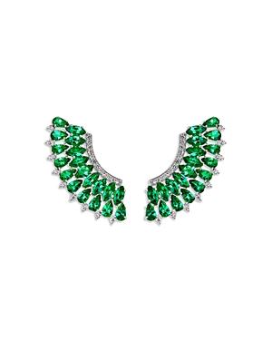 Hueb 18k White Gold Mirage Emerald & Diamond Statement Earrings