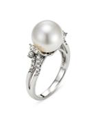 Mastolini 18k White Gold Cultured Freshwater Pearl & Diamond Ring