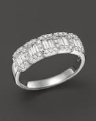 Diamond And Baguette Cluster Band Ring In 14k White Gold, .75 Ct. T.w.