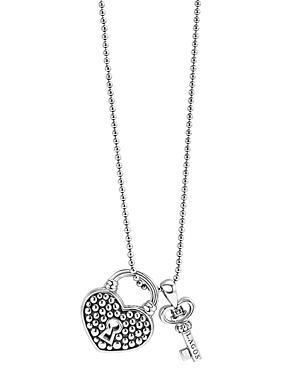 Lagos Sterling Silver Beloved Heart Lock & Key Pendant Necklace, 16