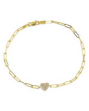 Rachel Reid 14k Yellow Gold Diamond Heart Chain Bracelet