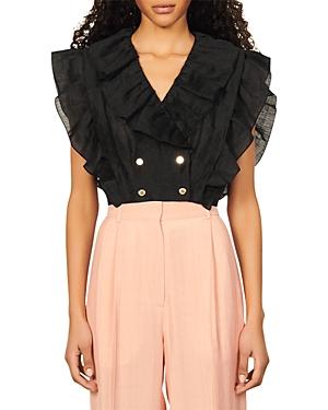 Sandro Folie Ruffled Crop Top