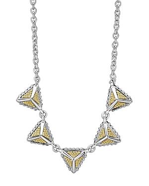 Lagos Sterling Silver & 18k Yellow Gold Ksl Pyramid Pendant Necklace, 18