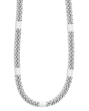 Lagos 18k Yellow Gold & Sterling Silver White Ceramic Rondelle & Bead Collar Necklace, 16