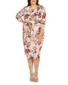 Adrianna Papell Plus Floral Tie Front Sheath Dress