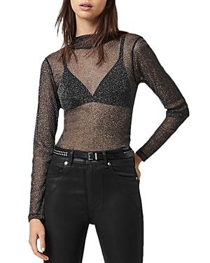 Allsaints Francesco Metallic Mock Neck Top