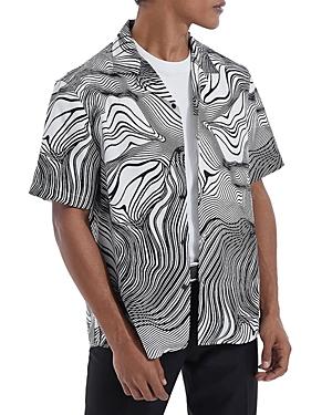 The Kooples Stroboscopic Lines Short Sleeve Camp Shirt