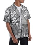 The Kooples Stroboscopic Lines Short Sleeve Camp Shirt