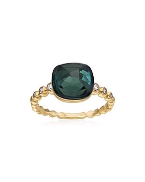 Michael Aram 18k Yellow Gold Molten Stacking Ring With London Blue Topaz And Diamonds
