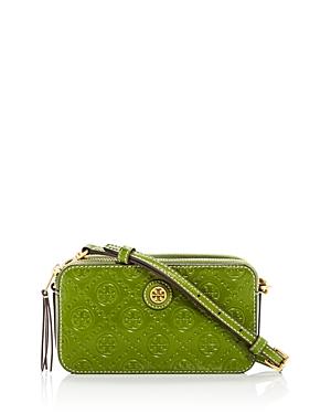Tory Burch Logo Monogram Embossed Leather Mini Crossbody