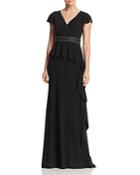 Adrianna Papell Embellished Ruffle Gown