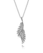 Pandora Necklace - Sterling Silver & Cubic Zirconia Majestic Feathers, 27.5