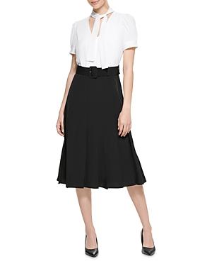 Karl Lagerfeld Paris Belted Combo Midi Dress