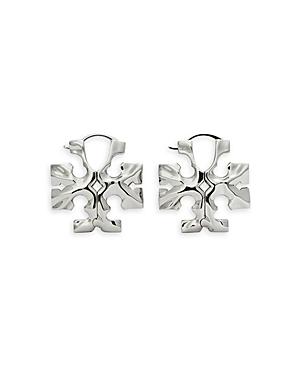 Tory Burch Roxanne Logo Hidden Latch Drop Earrings In 18k Gold Plated