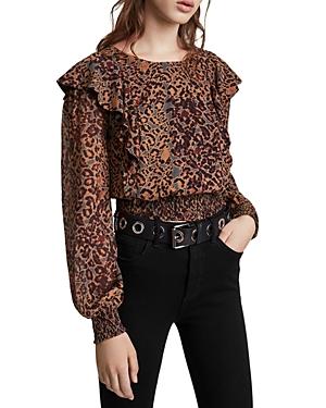Allsaints Elodie Printed Ruffled Top