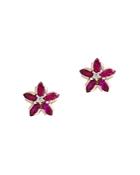 Bloomingdale's Certified Ruby & Diamond-accent Flower Earrings In 14k Rose Gold - 100% Exclusive