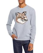 Maison Kitsune Wool Big Fox Head Classic Fit Crewneck Sweater