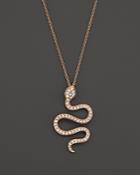 Diamond Snake Pendant Necklace In 14k Rose Gold, .50 Ct. T.w.