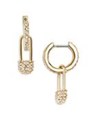 Baublebar Nedra Pave Safety Pin Charm Huggie Hoop Earrings In Gold Tone