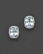 Aquamarine And Diamond Stud Earrings In 14k White Gold - 100% Exclusive