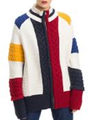 Tommy Jeans Chunky Cable-knit Color-block Cardigan