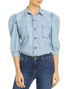 Frame Chambray Rosette Sleeve Shirt