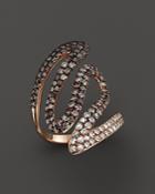 Brown And White Diamond Statement Ring In 14k Rose Gold