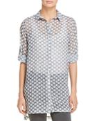 Kenneth Cole Dot Print Button-down Tunic