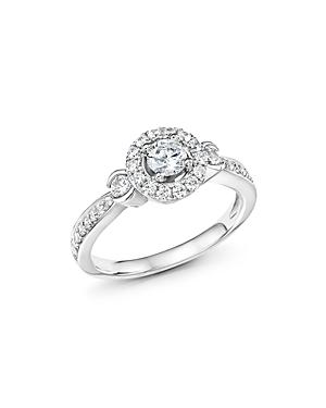 Diamond Halo Engagement Ring In 14k White Gold, .75 Ct. T.w.